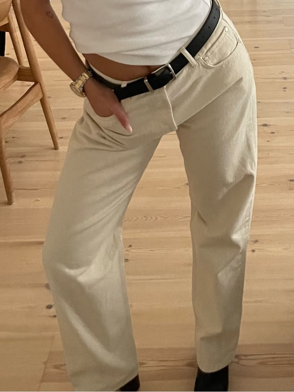 Djerf Avenue White Relaxed Jean